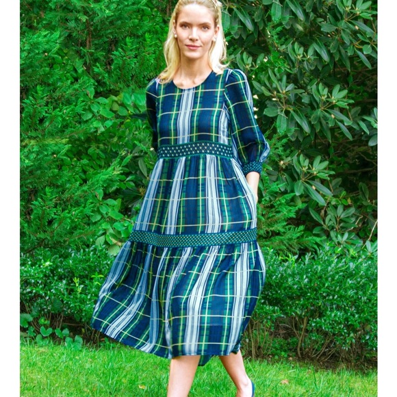 GRETCHEN SCOTT campbell plaid tiered midi dress - Picture 2 of 12